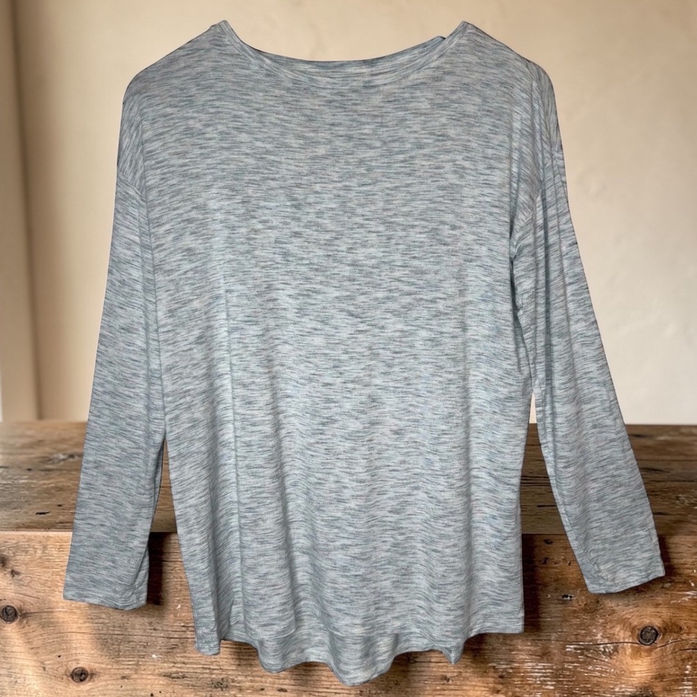 J. Jill Relaxed Fit Long Sleeve Space Dye Top T Shirt Gathered Back size Small